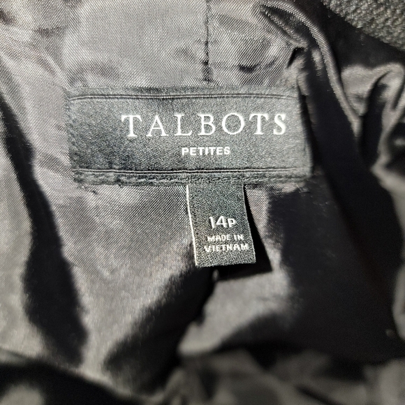 Talbots Black Wool Blend Ruffled Sleeve Blazer Size 14 Petite - Picture 6 of 8